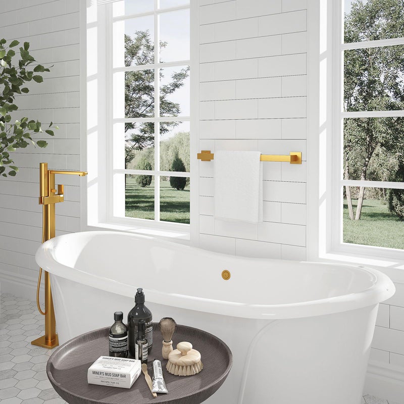 Angle Simple Bath Towel Bar 23.74", Angle Simple SUS304 Stainless Steel Bathroom Towel Holder, Shower Towel Rod, Single Towel Hanger Bar, Clothing Towel Rack for Wall, Brushed Dark Gold - Image 2